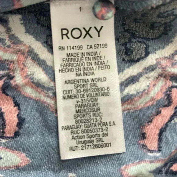 ROXY STRAPPY racerback ruffles MIDI WRAP DRESS BLUE dress size Small - Picture 3 of 6